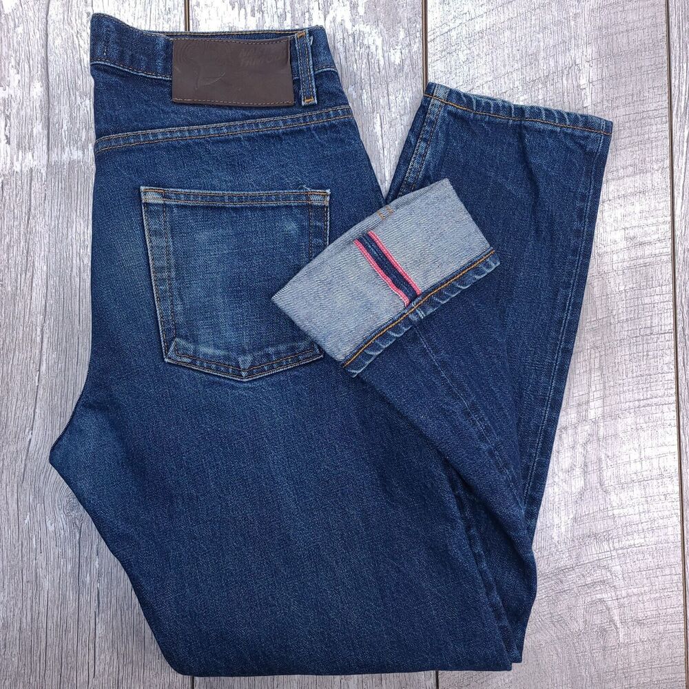 Naked & Famous Easy Guy Jeans Mens Size 32x31 Blue Dirty Fade Selvedge 14.5oz